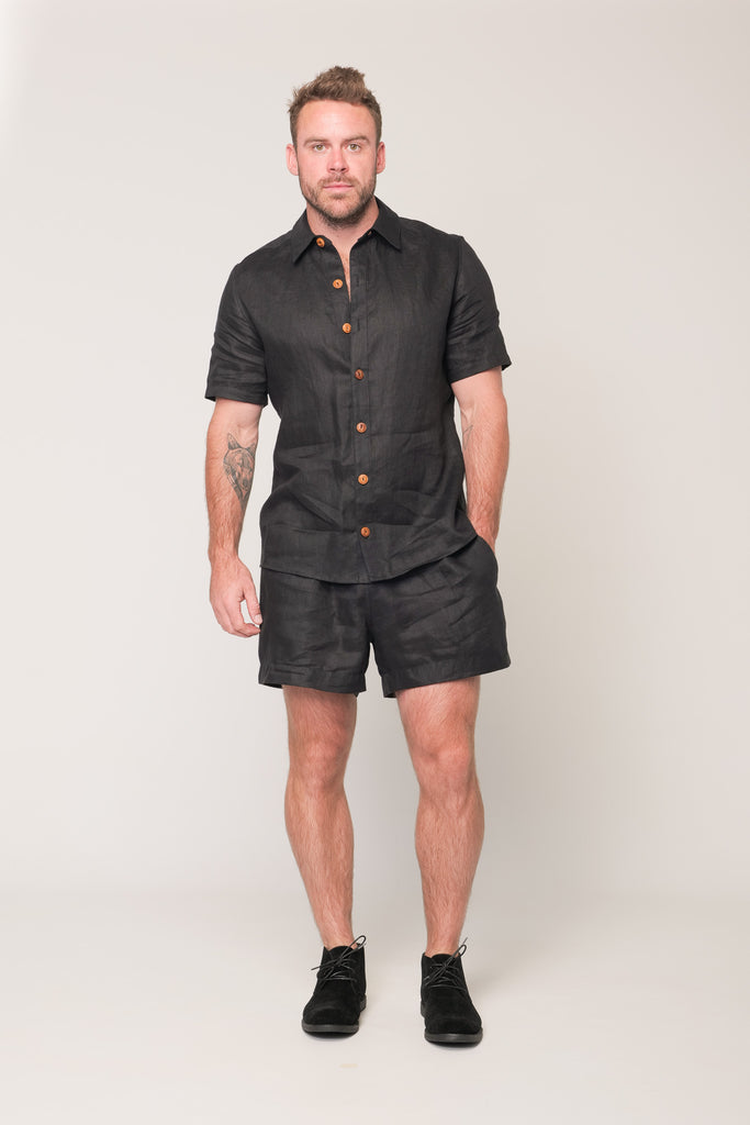 Men's linen shorts STOWE in Black